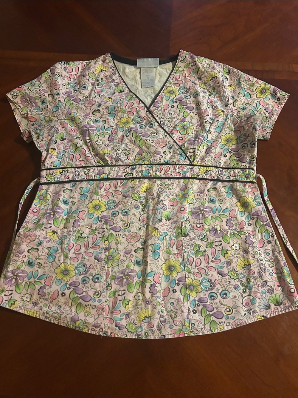SB Scrubs Floral Wrap Top in Pink, Yellow, Green, Blue, Purple